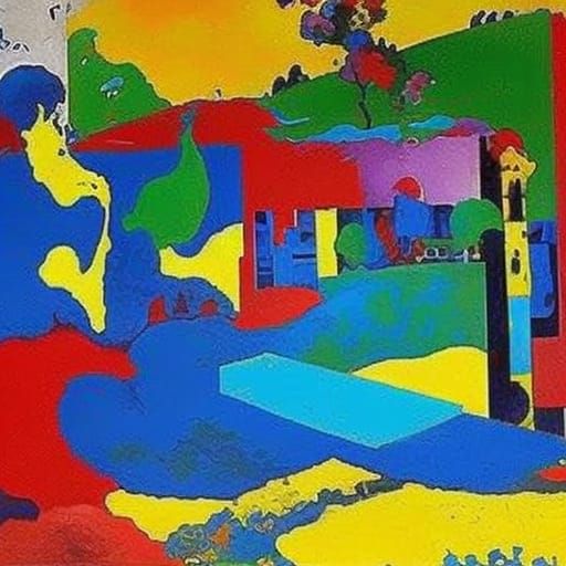 Abstract Billboard Inspired by Nolde and Miró