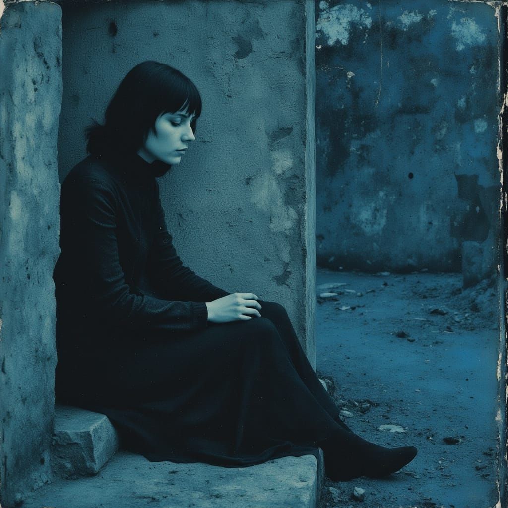 Ethereal Blue Hues in a Haunting Cinematic Scene