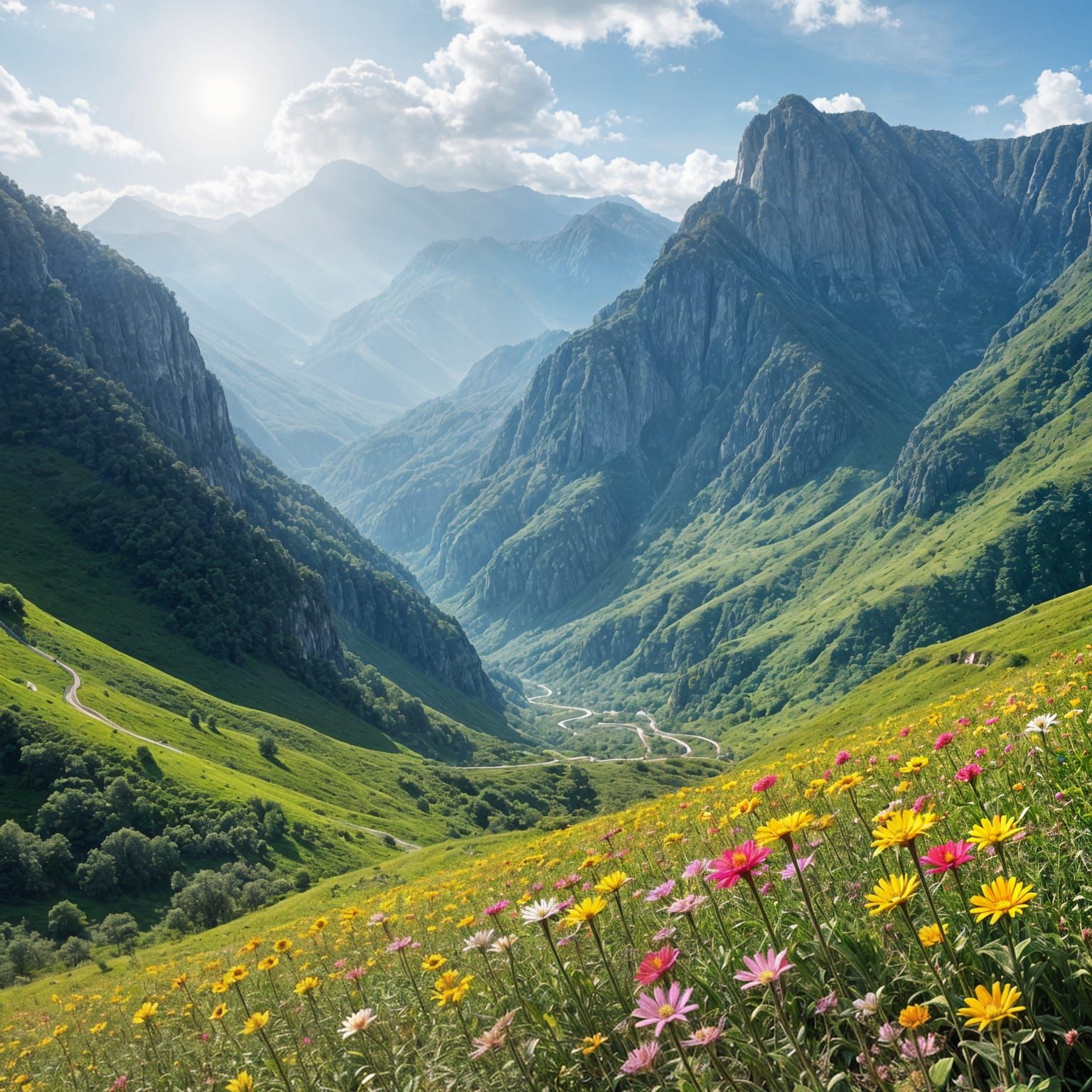 Natural Grandeur: Bright, Strong, and Peaceful Landscape