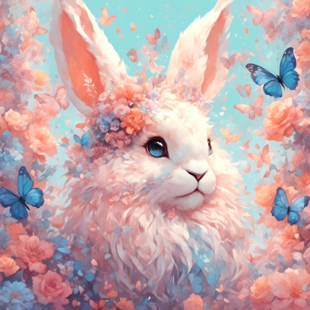 Pastel Bunnerfly: A Fluffy Bunny with Wings