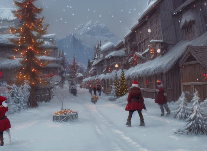 Canada Christmas Scene: Matte Painting Game Art