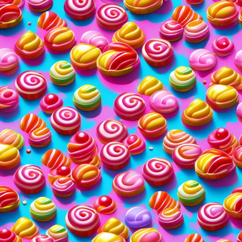 Confusing Candy Optical Illusion in Hyperreal Digital Art