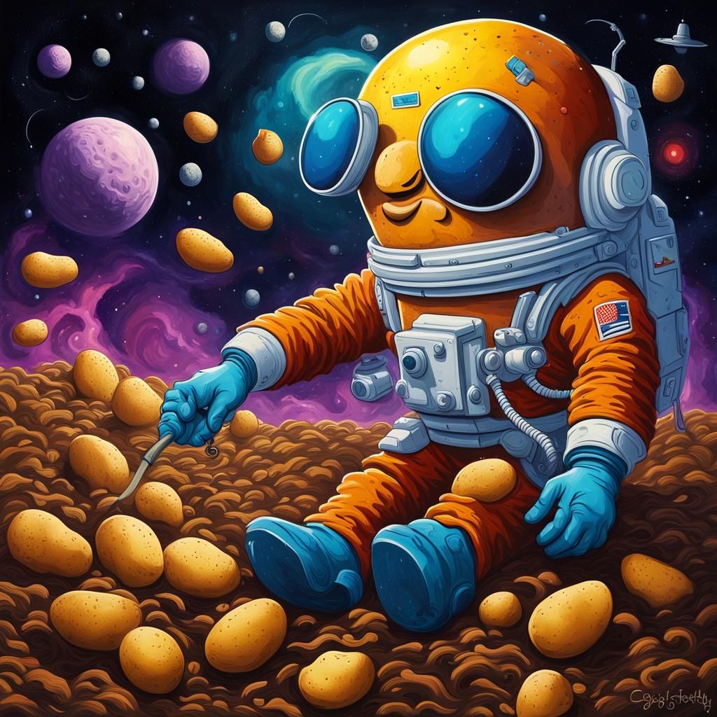 Mr. Potato Head Grows Potatoes in Space Graffiti