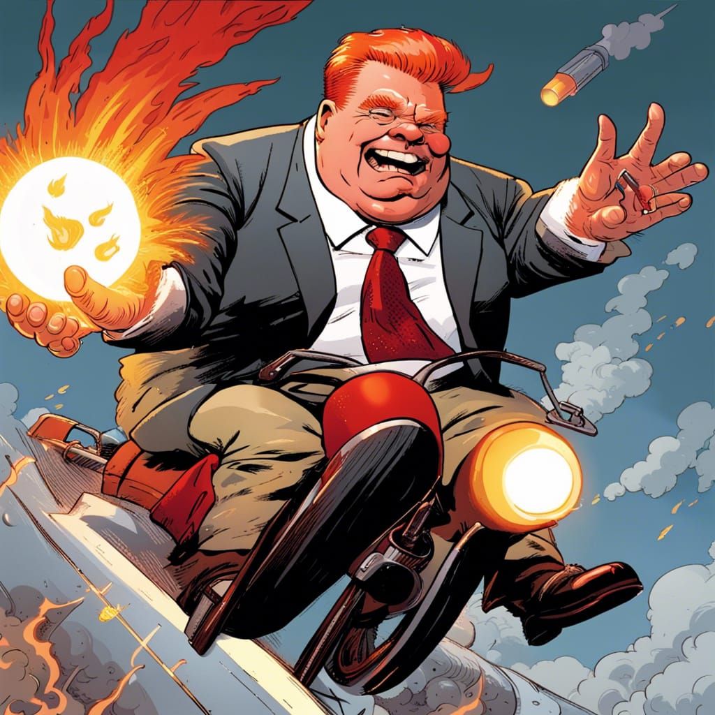 Comic Book Art: Man Riding a Missile