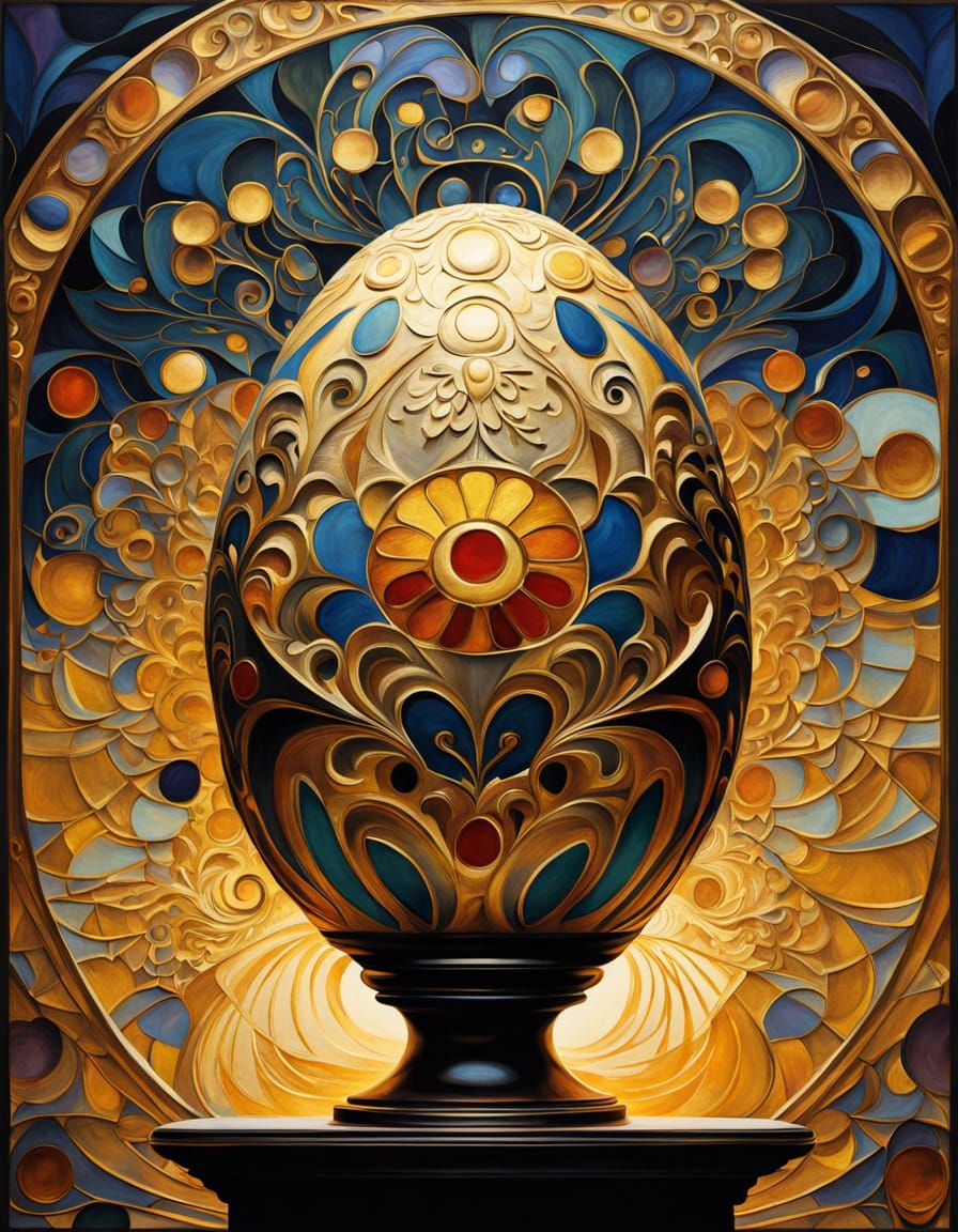 Elegant Art Nouveau Easter Egg Masterpiece