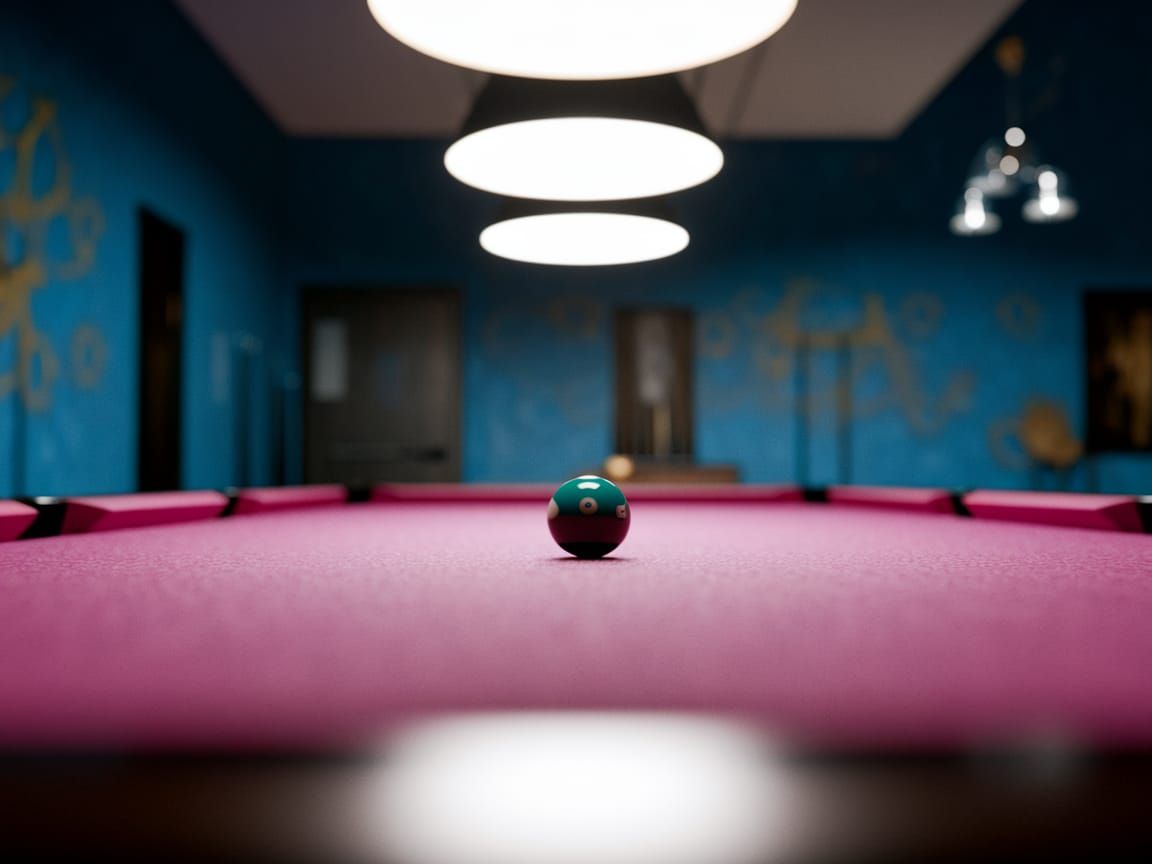 Dramatic Close-Up of Pool Table in Cinematic Style