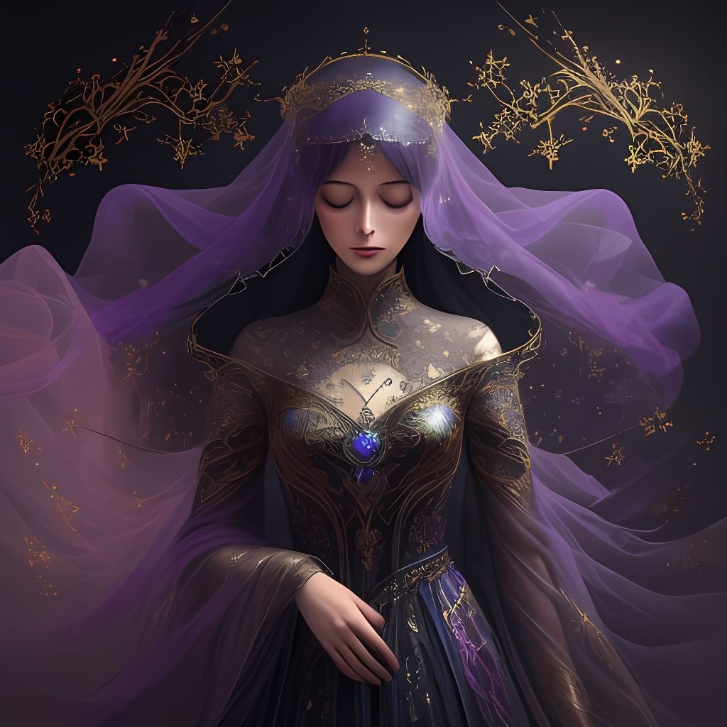 Mysterious Fantasy Creature Shrouded in Glittering Veils