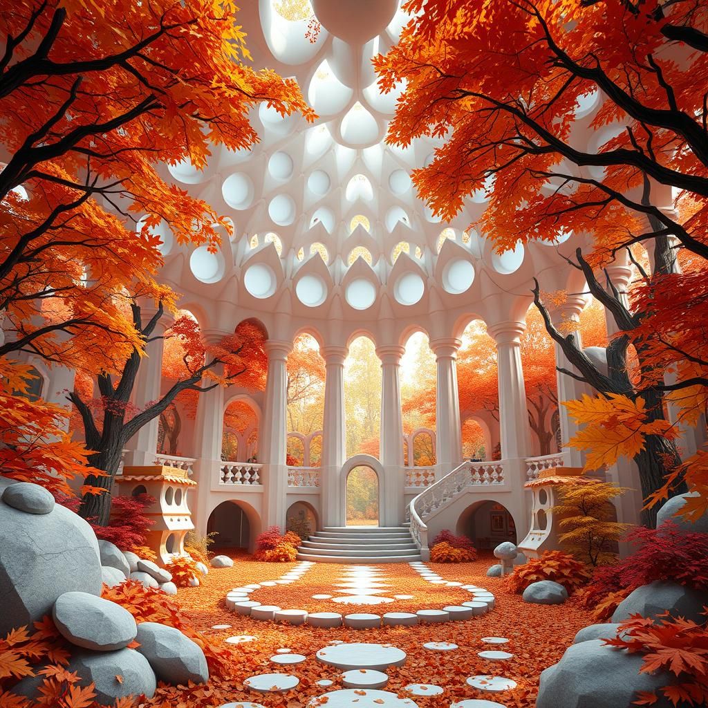 Futuristic Origami Rotunda in Hyper-Realistic Matte Painting