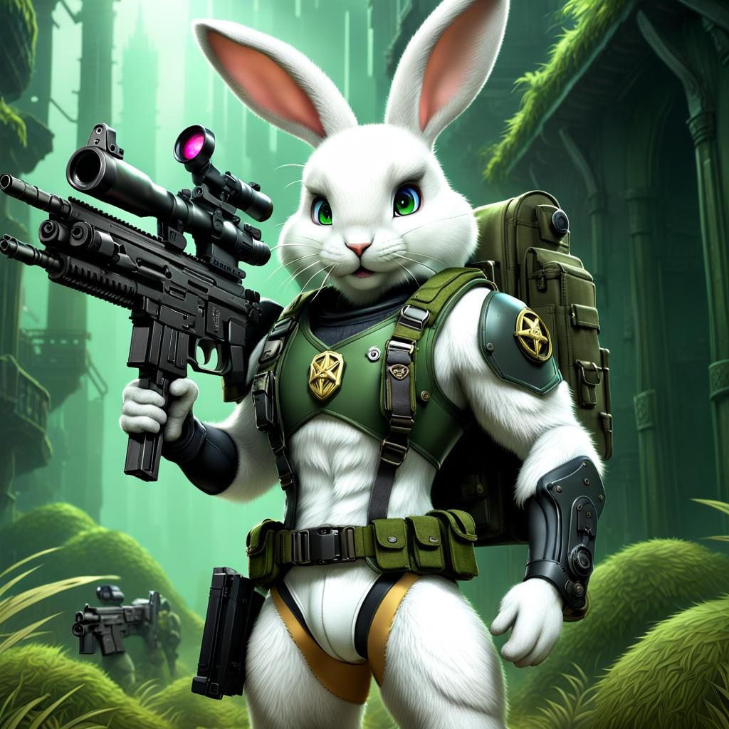 Anthropomorphic Bunny Soldier Concept Art
