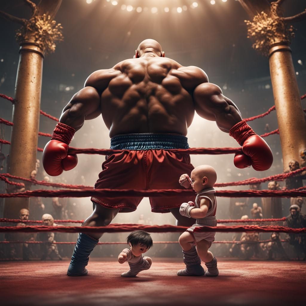 David and Goliath Boxing Match: Fantasy Concept Art