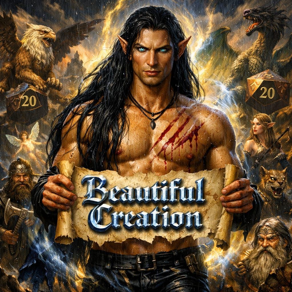 Sensual Elf Warrior in Rain with Magical Aura