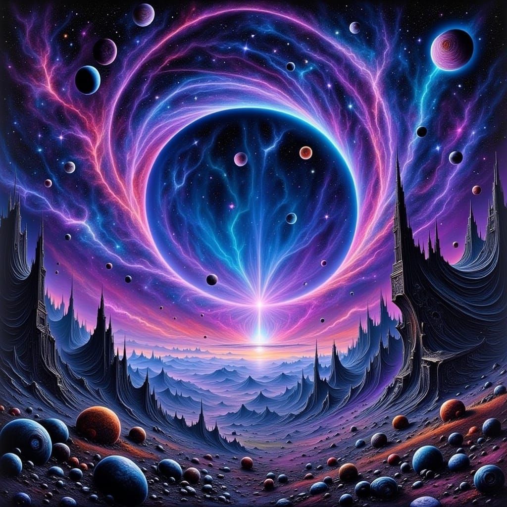 Vibrant Galaxy with Nebulae in Dreamlike Sci-Fi Style