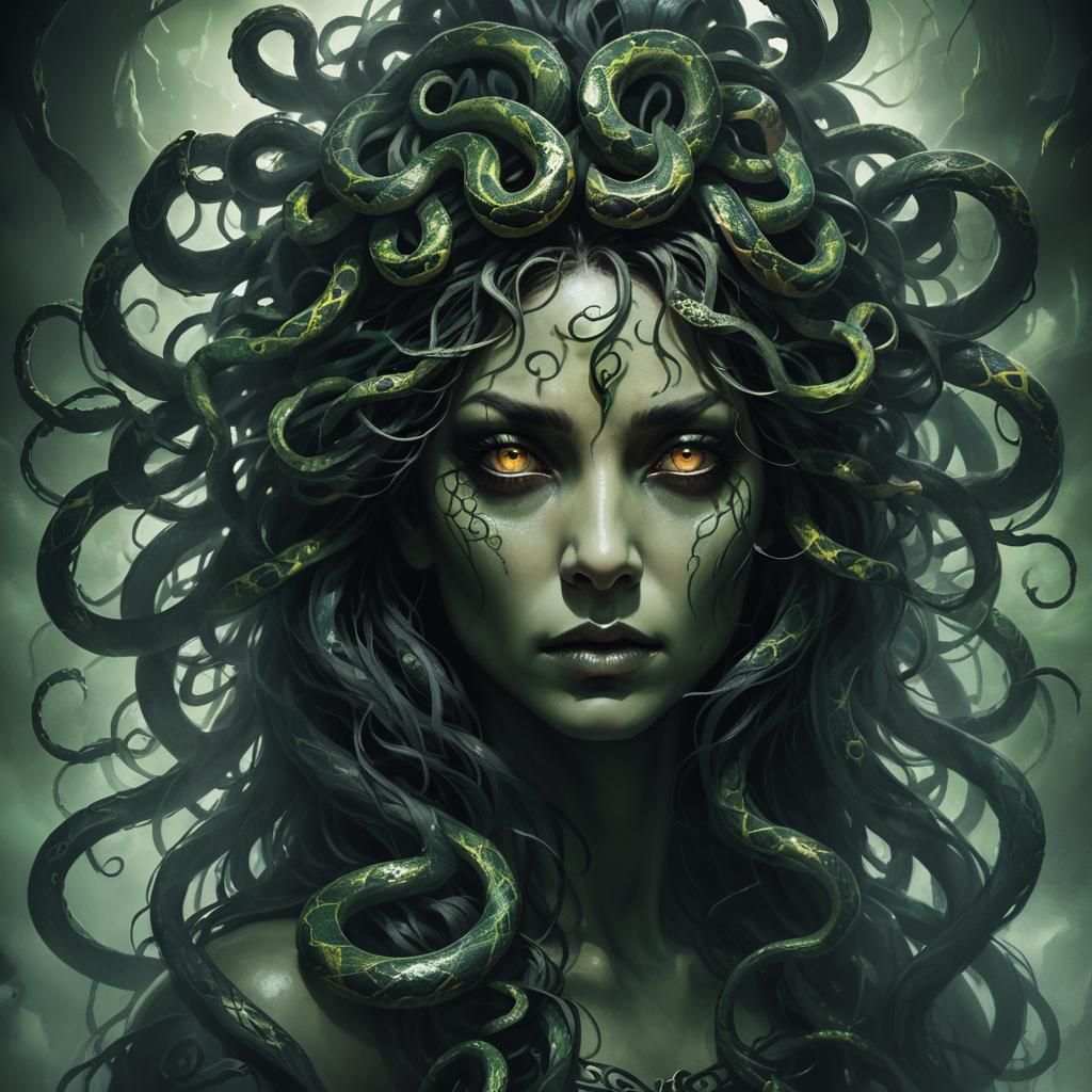 Medusa Portrait in Dark Fantasy Style