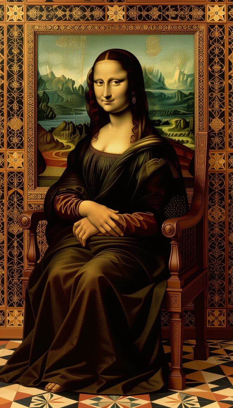 Mona Lisa as Marquetry Art