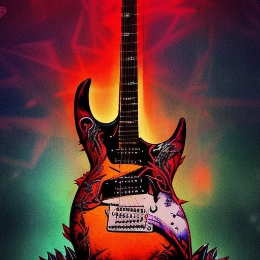 Devil Babe Shreds Guitar: Hyperrealistic Concept Art
