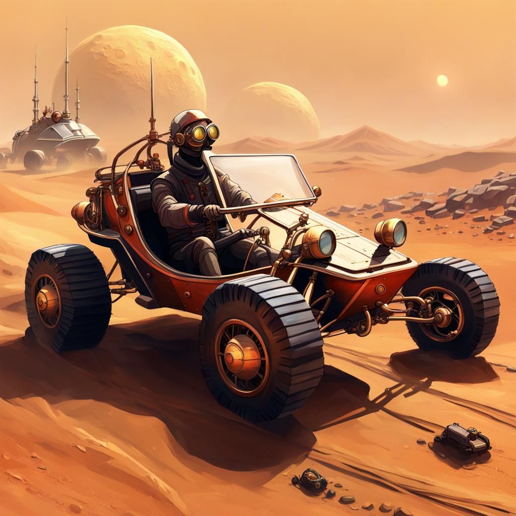 Steampunk Dune Buggy Racing on Mars