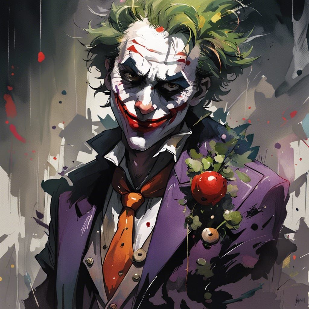 Intricate Joker Portrait in Anime Style