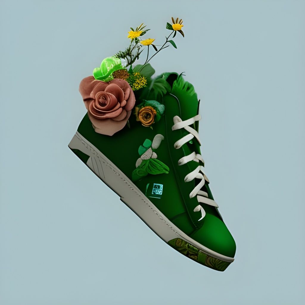 Green Sneaker with Teddy Bear in Concept Net Art