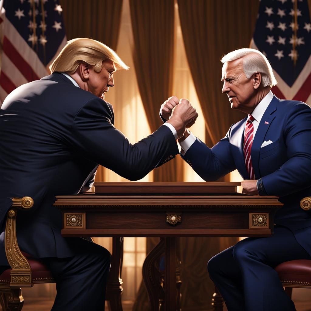 Trump and Biden Arm Wrestling: Concept Art