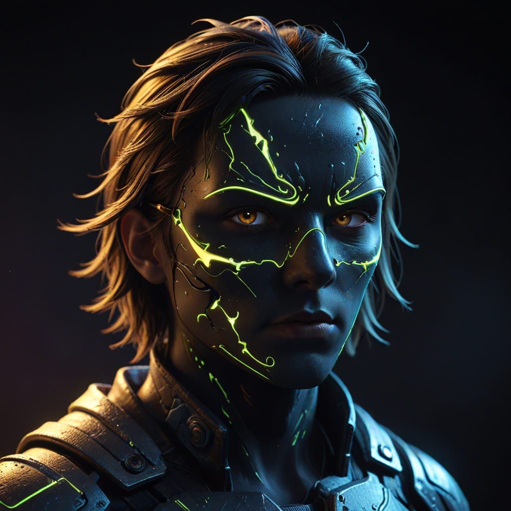 Glow-in-the-Dark Mask in Anime Art Style