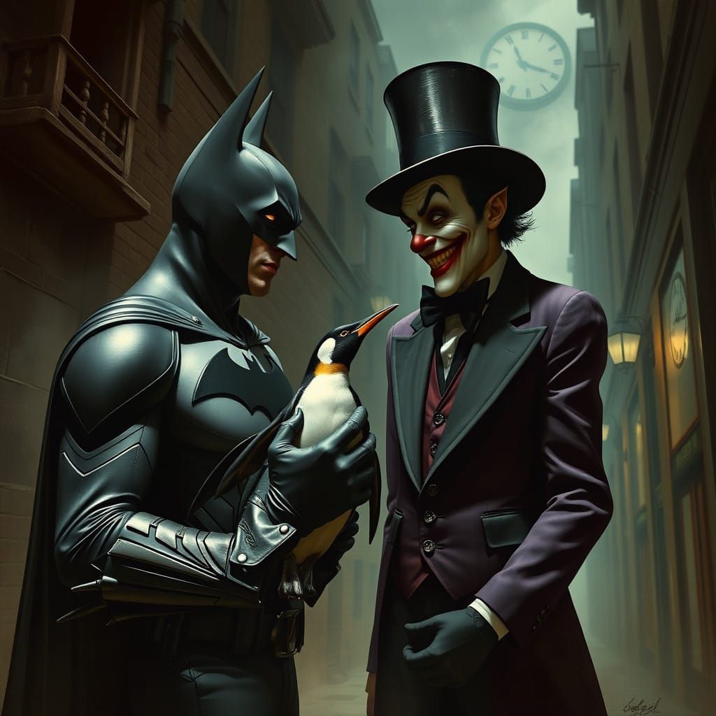 Batman Confronts the Joker in a Surreal Dali-Inspired Nightm...