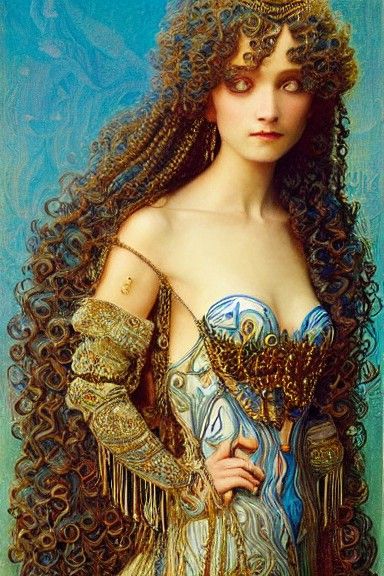 Bohemian Princess Portrait with Liquid Dress