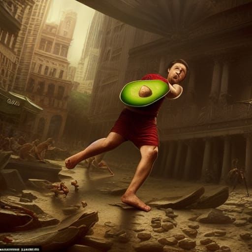 David Defeats Goliath with Avocado, Digital Matte Painting