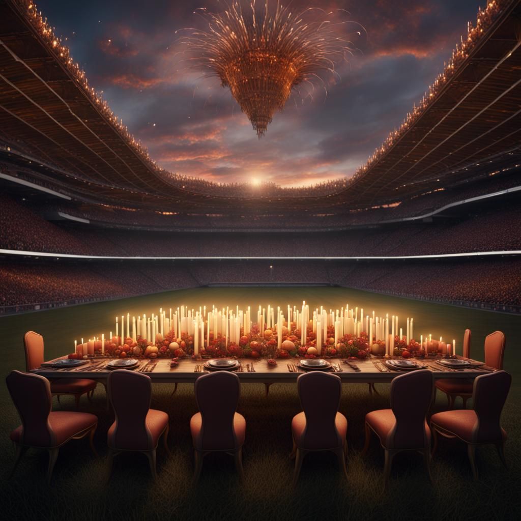 Stadium Dinner Under a Sea of Candles