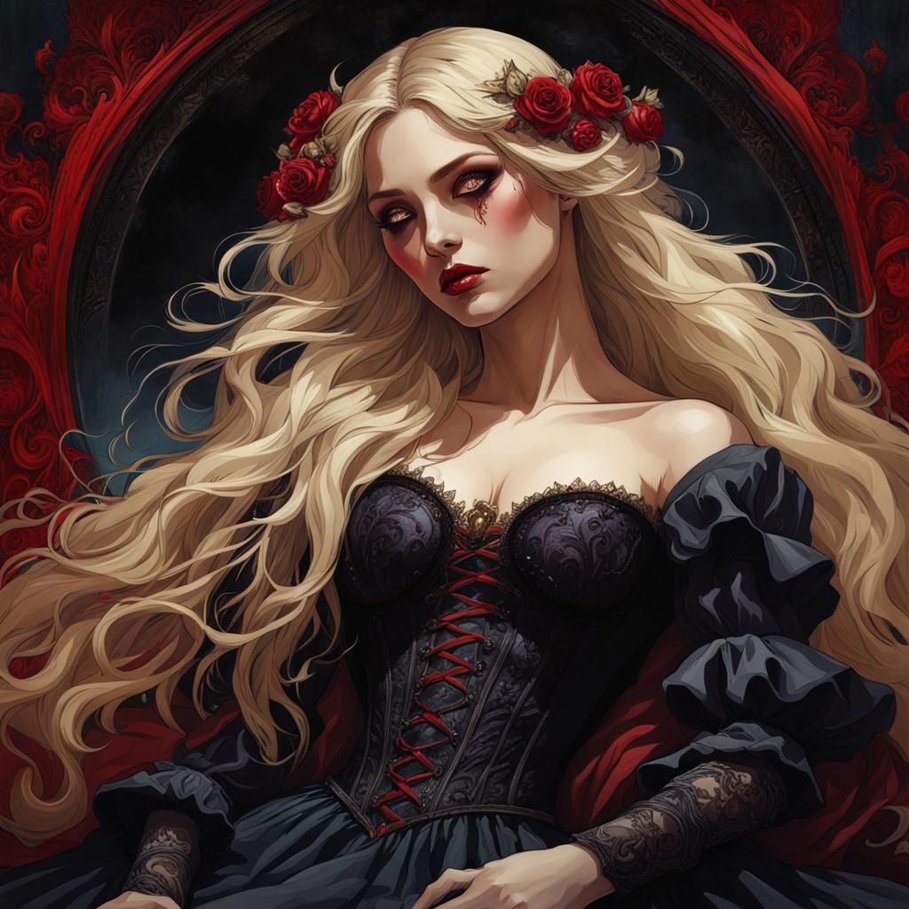 Gothic Sleeping Beauty Portrait in Dark Fantasy Style