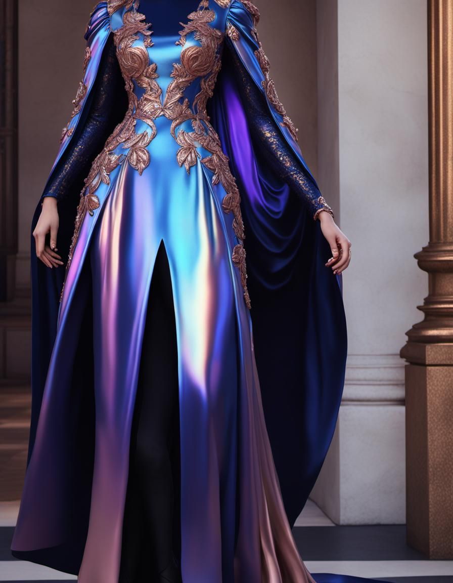 Ethereal gothic rose gold met gala dress with rose gold Silk...