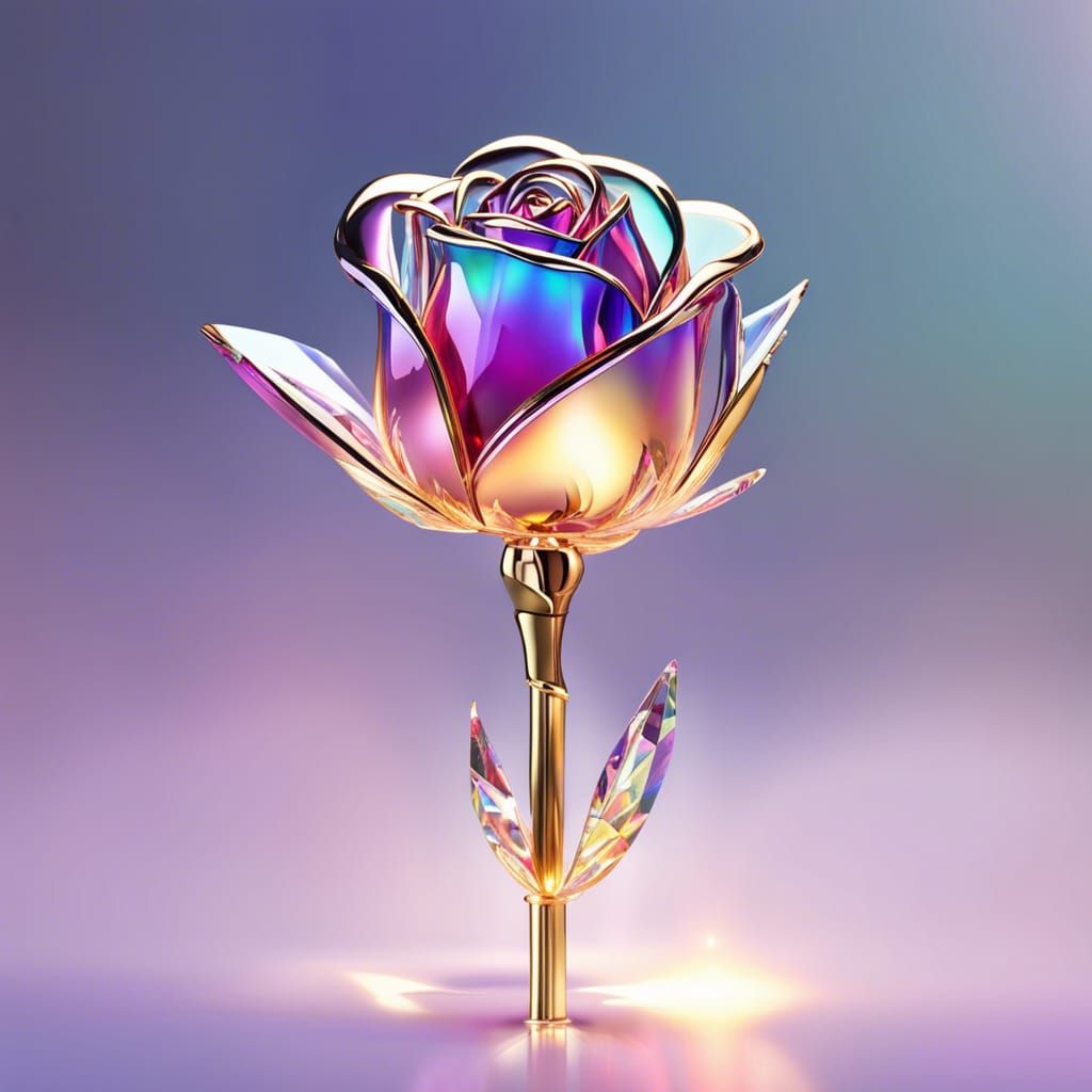 Iridescent Crystal Rose: Digital Concept Art