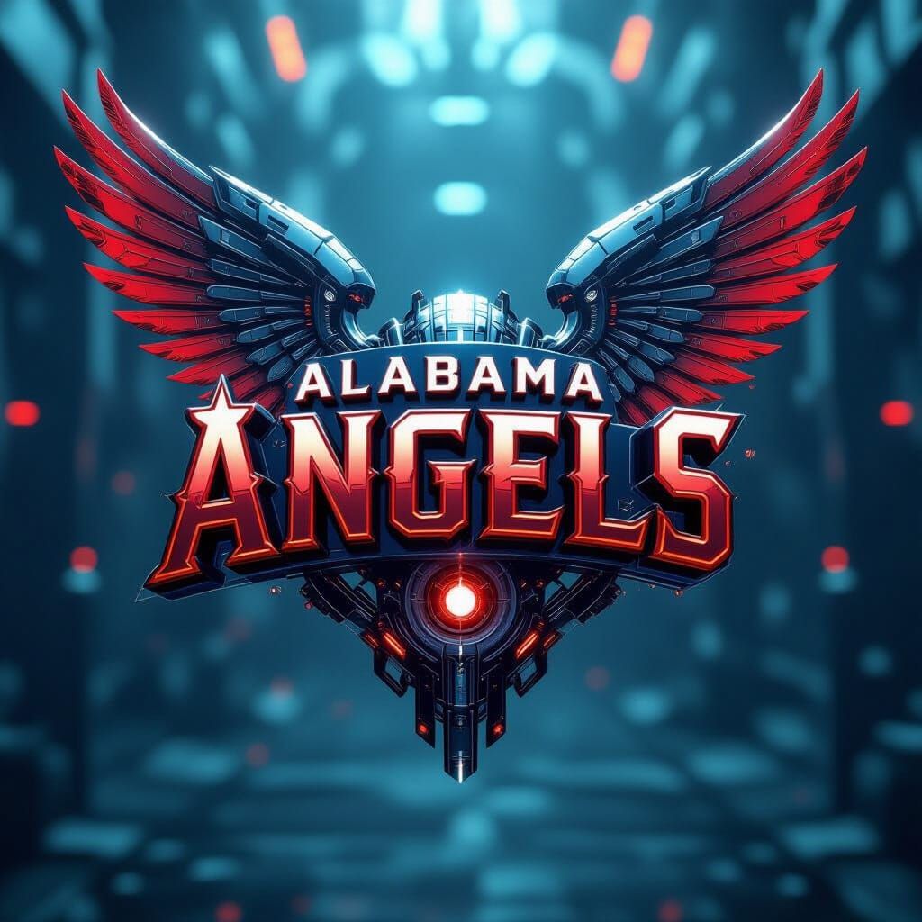 Futuristic Alabama Angels Logo with Mech Details