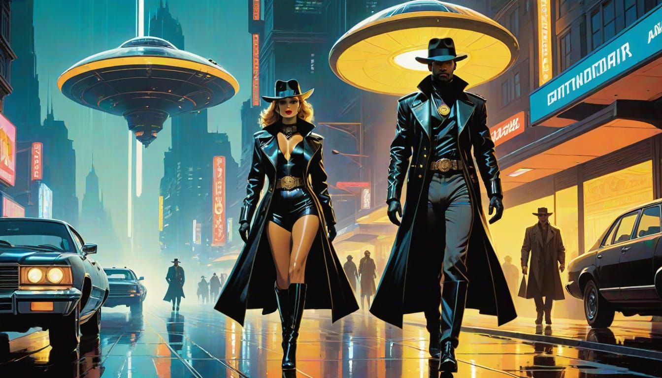 Solar Punk Urban Cosmic Cowgirl in Retro-Futuristic Metropol...