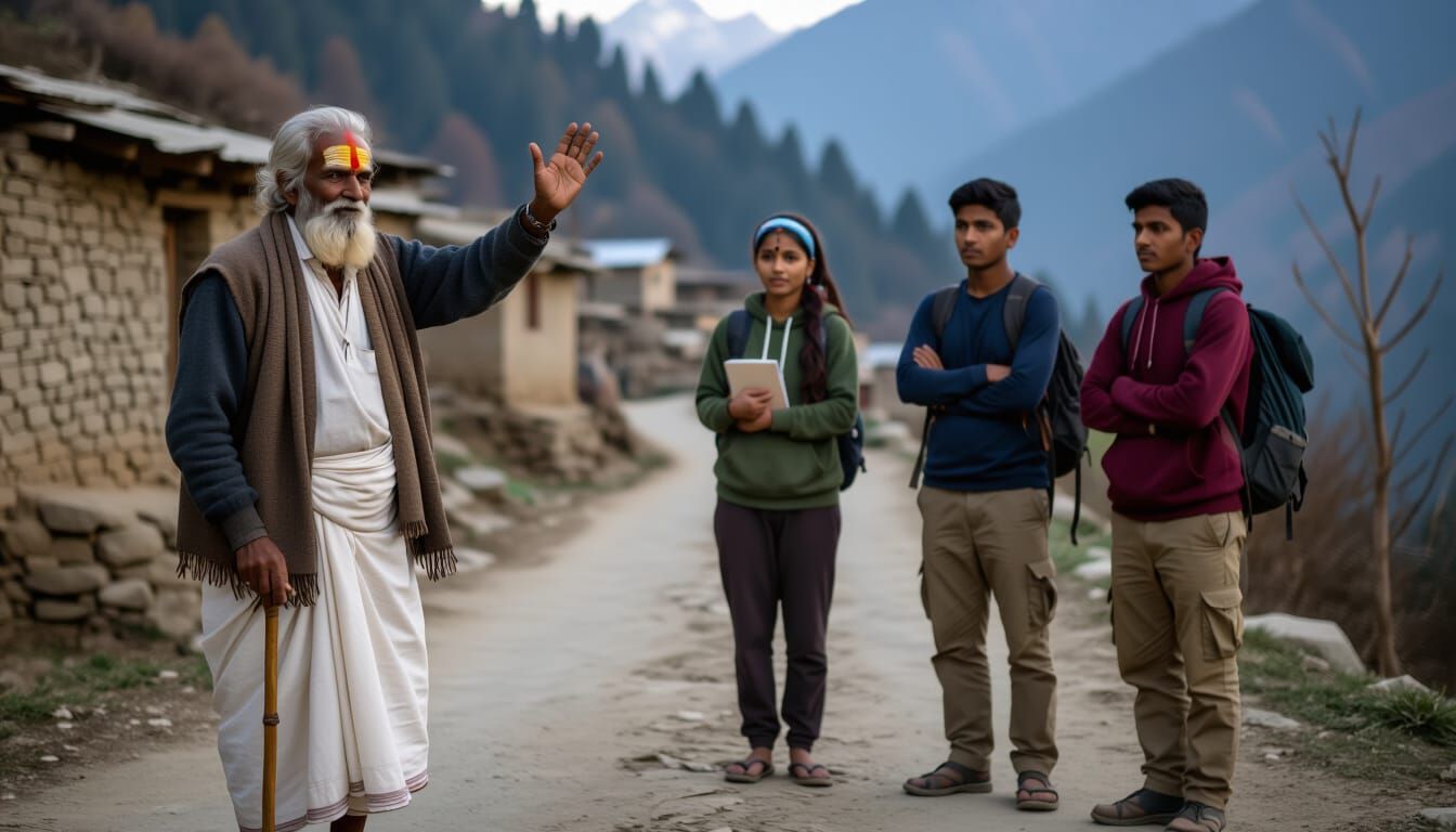 Himalayan Village Elder Warns Trekkers at Dawn
