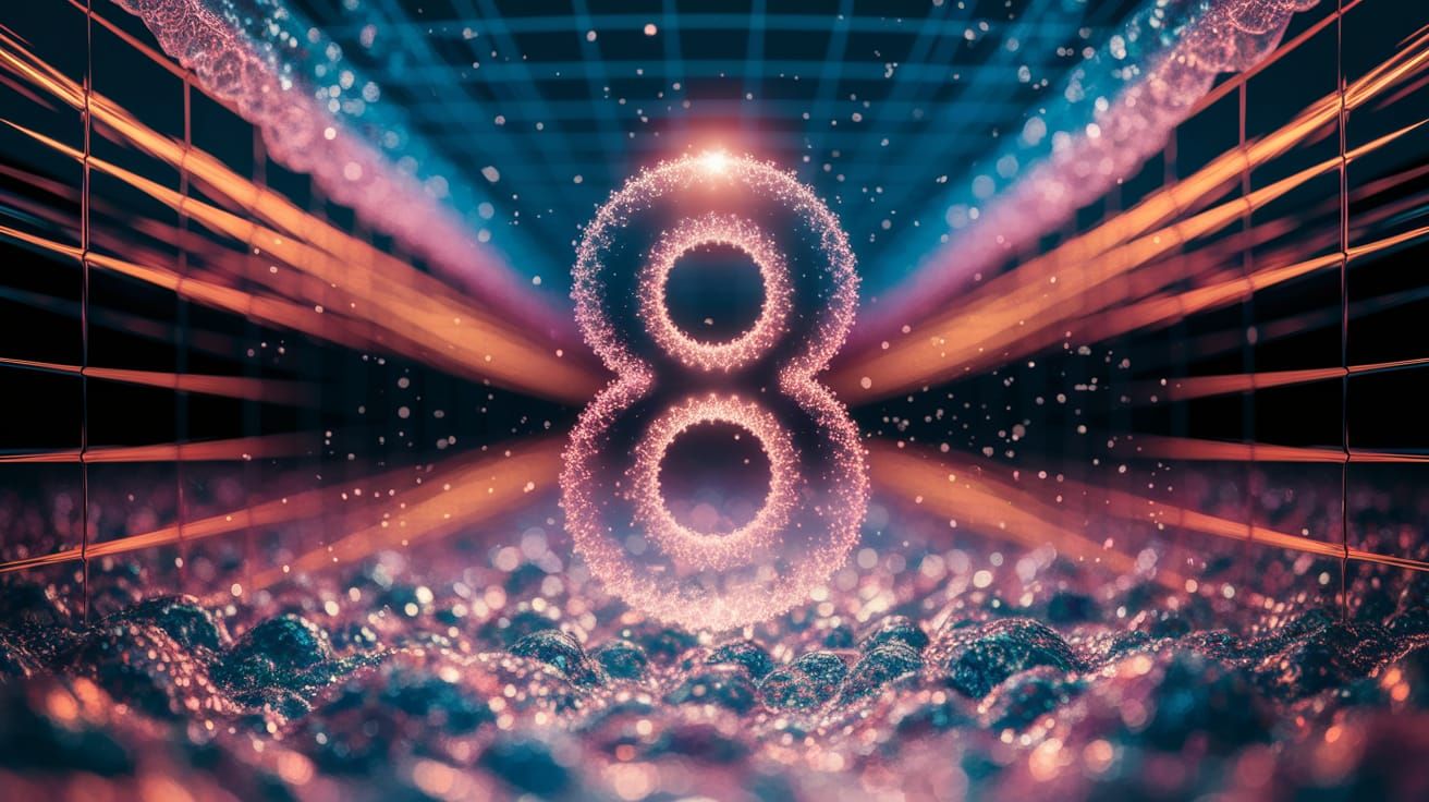 Quantum Universe Simulation with Number 8 in Ethereal Light