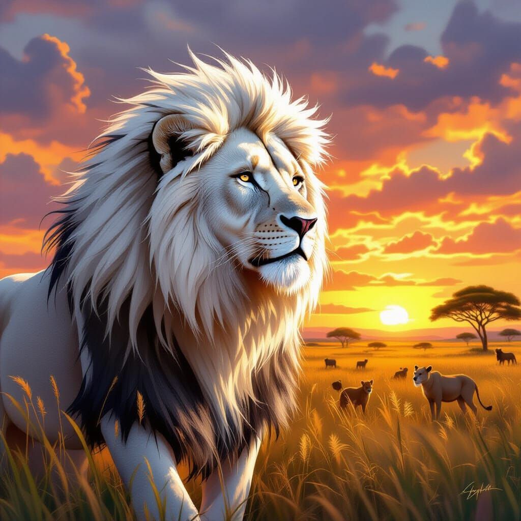 Savanna Lion Guardian in Digital Art Style