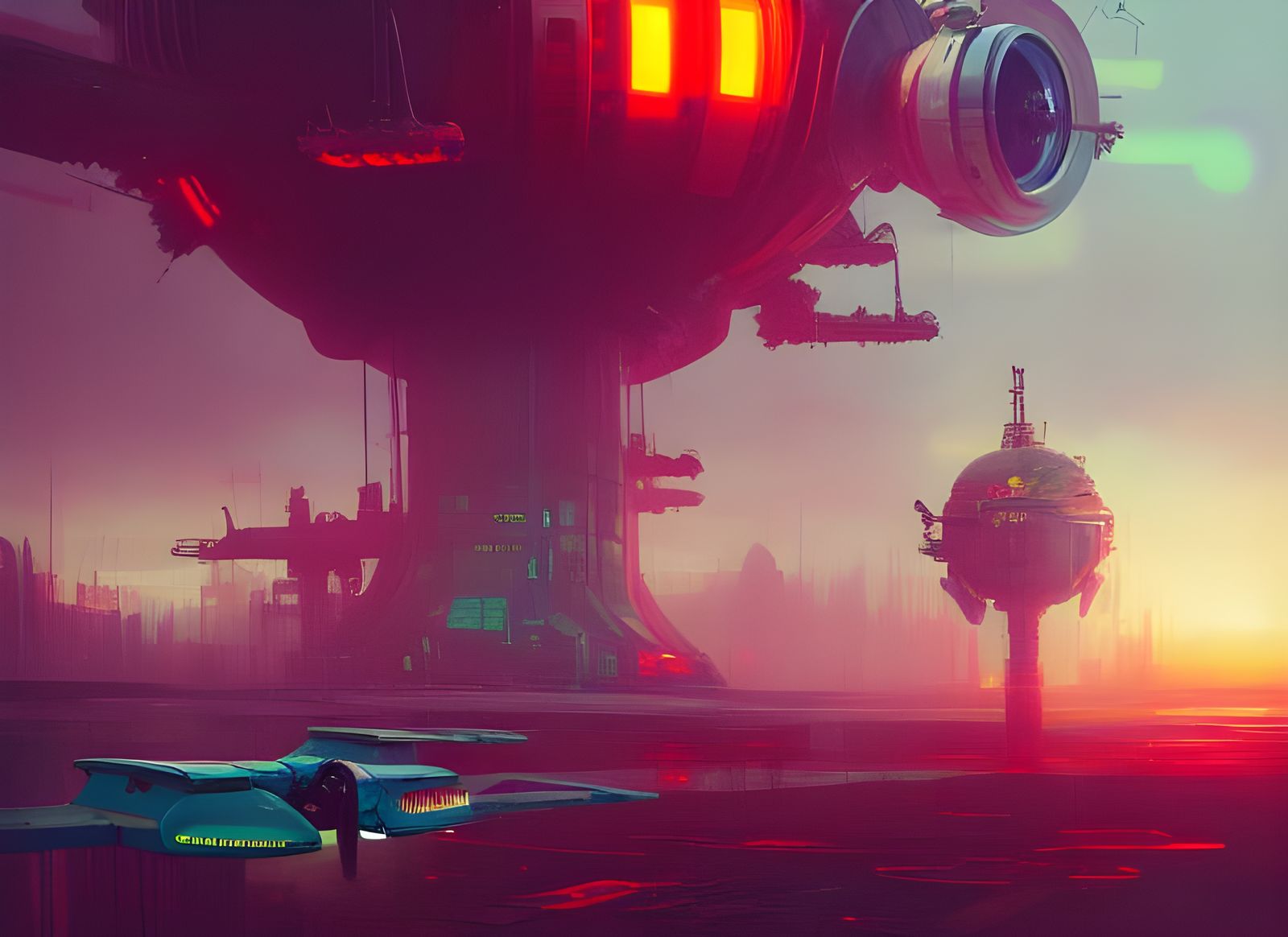 Atompunk Pilot in Retro-Futuristic Space Station