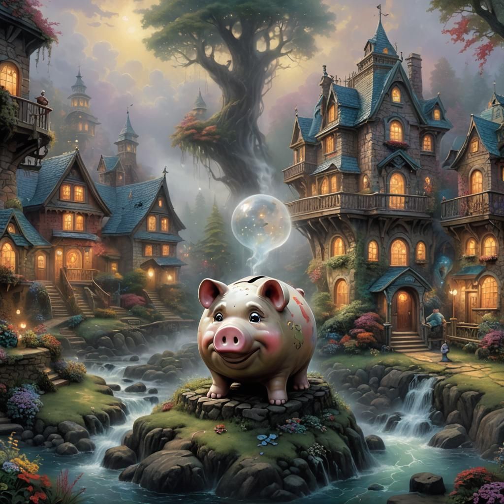 Ethereal Piggy Bank of Fear in Fantasy Style