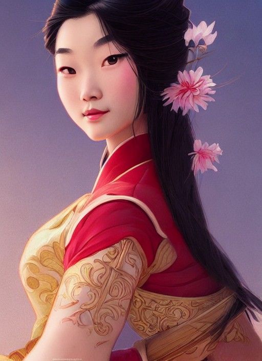 Elegant Digital Painting of Mulan as Concept Art