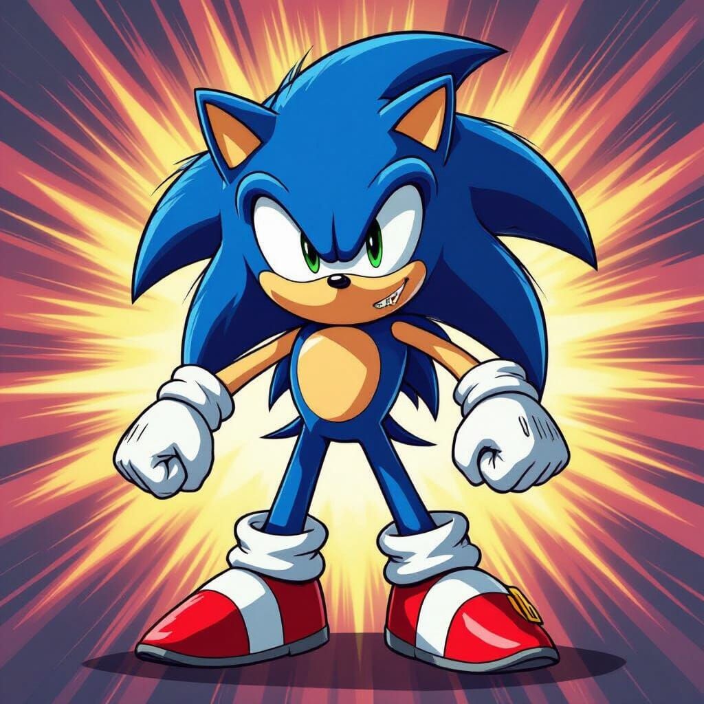 Sonic the Hedgehog in Dynamic Graphic Novel Style