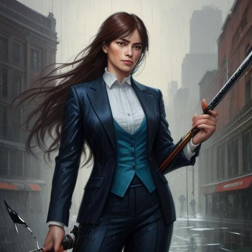 Victorian Woman Battles Evil in London: Neo-Impressionist Po...