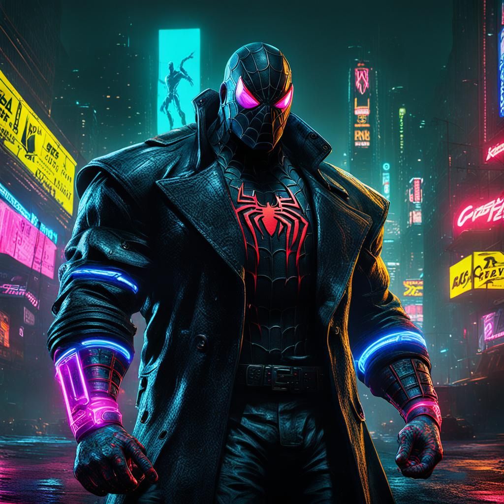 Cyberpunk Hulka Spiderman with Electric Punch