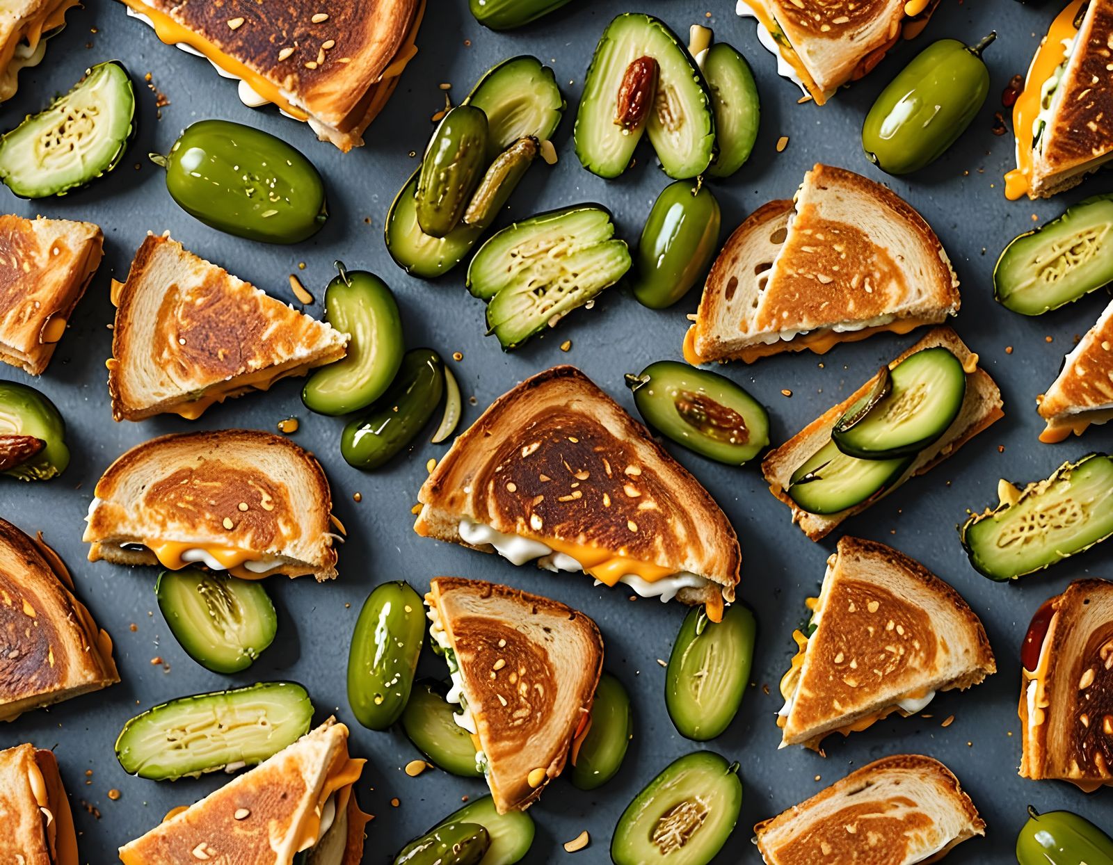 Grilled Cheese Sandwich with Pickle Still Life