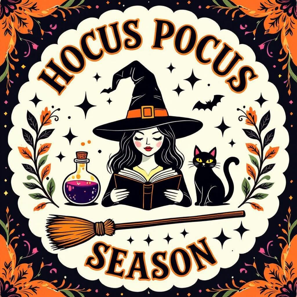 Halloween Hocus Pocus Illustration in Cartoon Style