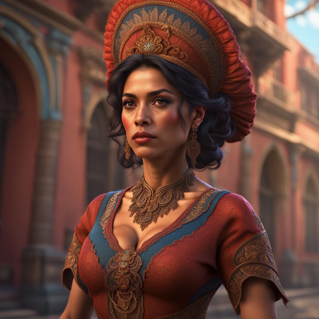 Latina in Traditional Dress: Fantasy Concept Art