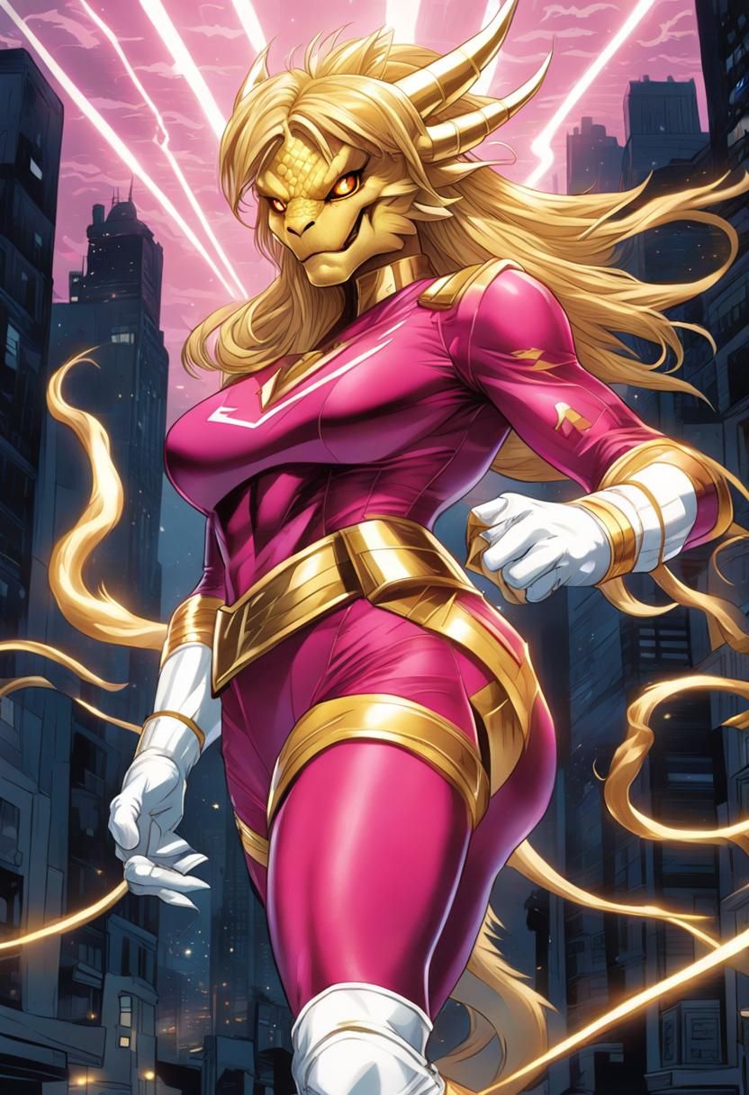 Giant Dragon Superhero in Comic Book Style