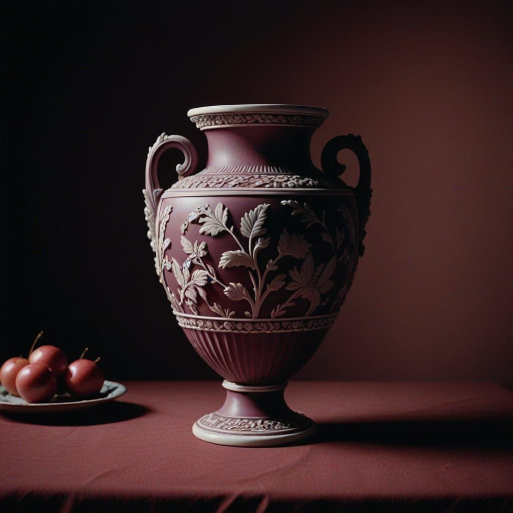 Ethereal Wedgwood Jasperware Vase in Dramatic Burgundy