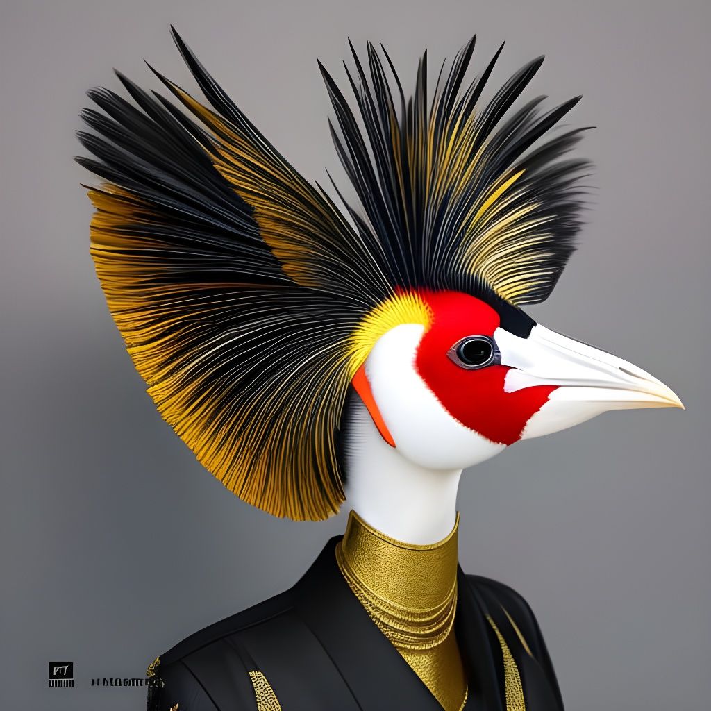 Dancing Crane Woman with Fleur De Lis Pattern