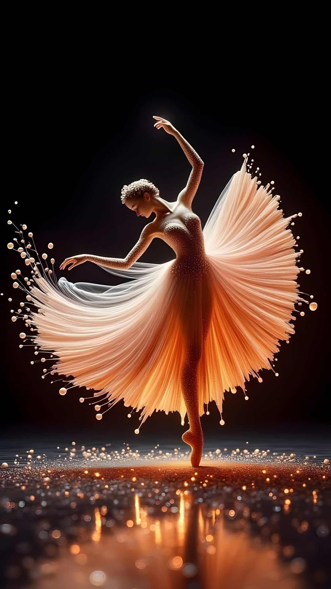 Ethereal Dancer in Swirling Silhouettes