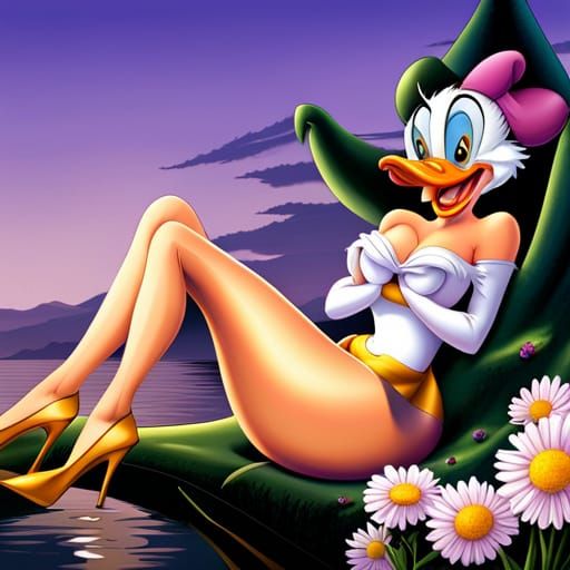 Daisy Duck Pin-Up in Retro Comic Book Style